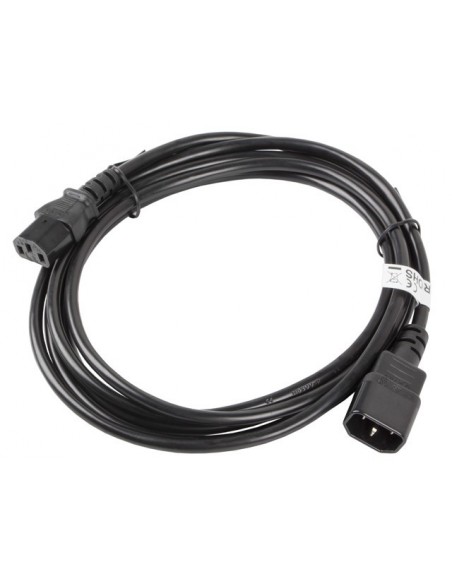 Lanberg CA-C13E-11CC-0030-BK cable de transmisión Negro 3 m C13 acoplador C14 acoplador