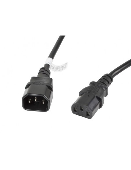 Lanberg CA-C13E-11CC-0030-BK cable de transmisión Negro 3 m C13 acoplador C14 acoplador