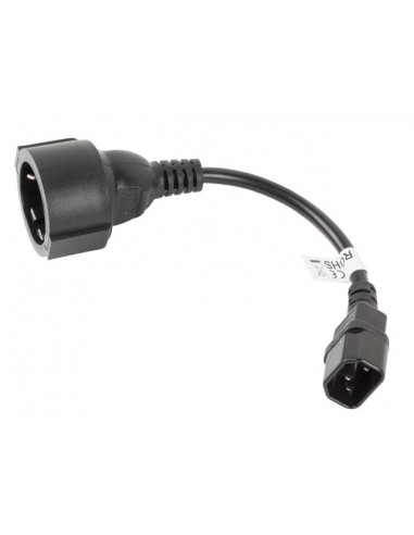 Lanberg CA-C14E-10CC-0018-BK cable de transmisión Negro 0,18 m C14 acoplador