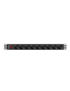 Lanberg PDU-09F-0300-BK unidad de distribución de energía (PDU) 9 salidas AC 1U Negro, Gris