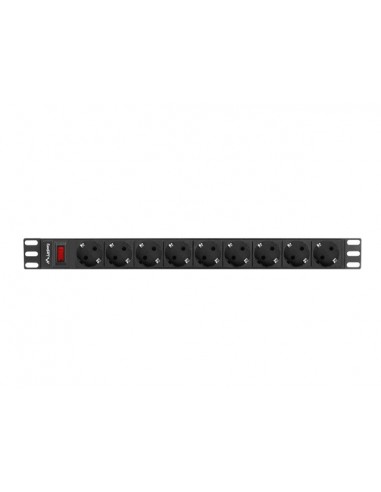 Lanberg PDU-09F-0300-BK unidad de distribución de energía (PDU) 9 salidas AC 1U Negro, Gris