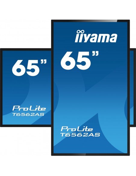 iiyama T6562AS-B1 pantalla de señalización Panel plano interactivo 163,8 cm (64.5") IPS 500 cd   m² 4K Ultra HD Negro Pantalla