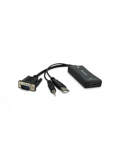 3GO C132 adaptador de cable de vídeo 0,285 m VGA (D-Sub) + 3.5mm + USB Type-A HDMI Negro