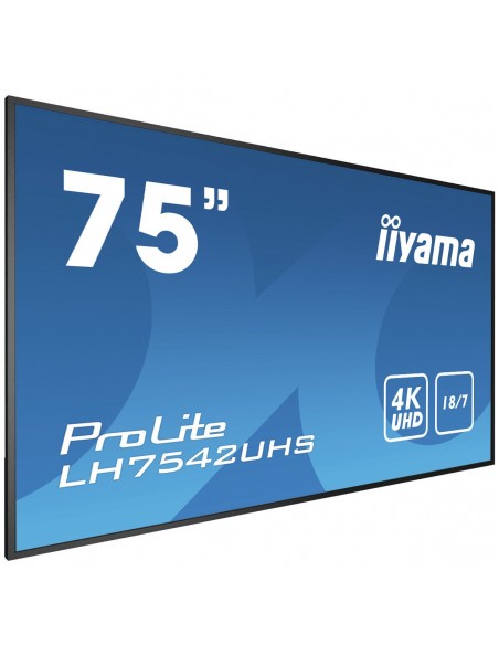 iiyama PROLITE LH7542UHS-B3 Pantalla plana para señalización digital 189,2 cm (74.5") IPS 500 cd   m² 4K Ultra HD Negro