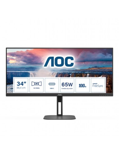 AOC V5 U34V5C BK pantalla para PC 86,4 cm (34") 3440 x 1440 Pixeles UltraWide Quad HD LCD Negro