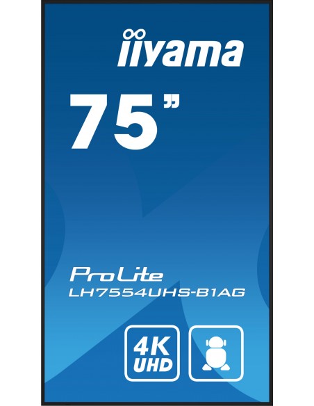iiyama LH7554UHS-B1AG pantalla de señalización Pantalla plana para señalización digital 190,5 cm (75") LCD Wifi 500 cd   m² 4K