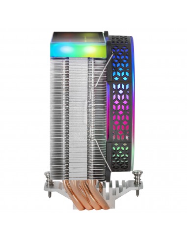 Mars Gaming MCPU-VR Negro Disipador CPU Doble Espejo Infinito ARGB 4 Heatpipes HCT TDP 180W Ventilador Ultra-silencioso PWM 12cm