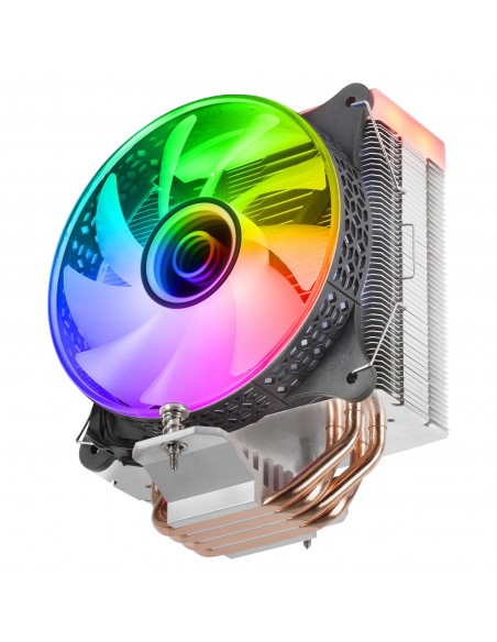 Mars Gaming MCPU-VR Negro Disipador CPU Doble Espejo Infinito ARGB 4 Heatpipes HCT TDP 180W Ventilador Ultra-silencioso PWM 12cm