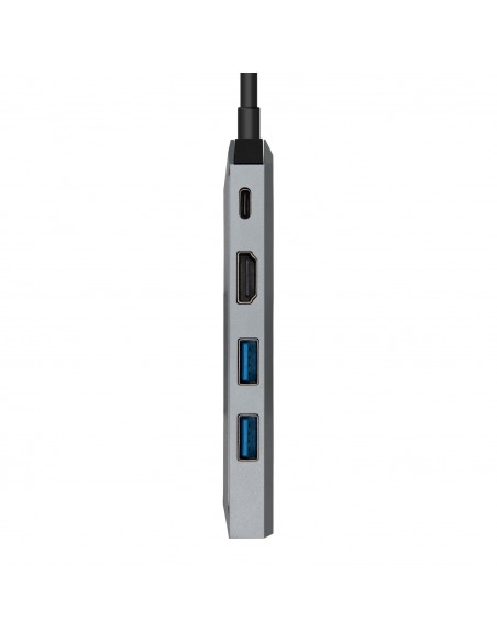 AISENS USB-C dock 5 en 1, USB-C a 1xHDMI, 1xRJ45, 2xUSB, 1xPD, Gris, 15 cm