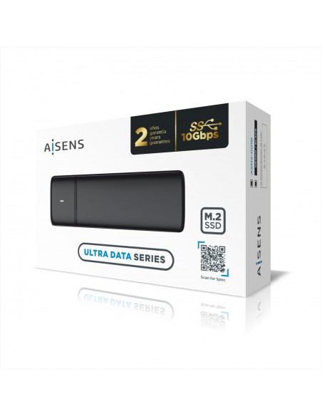 AISENS Caja Externa M.2 (NGFF) ASM2-001B SATA NVME a USB3.1 USB3.2 Gen2, Negra