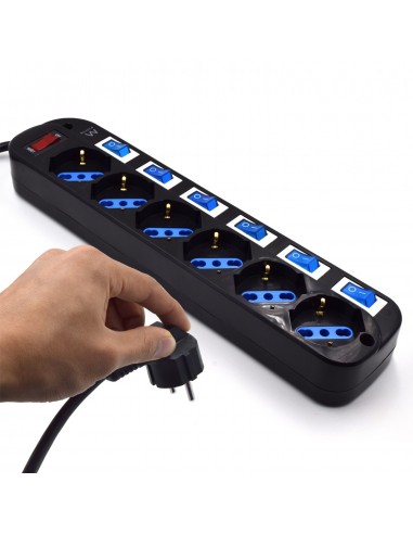 Ewent EW3851 limitador de tensión Negro 6 salidas AC 220 V 1,5 m