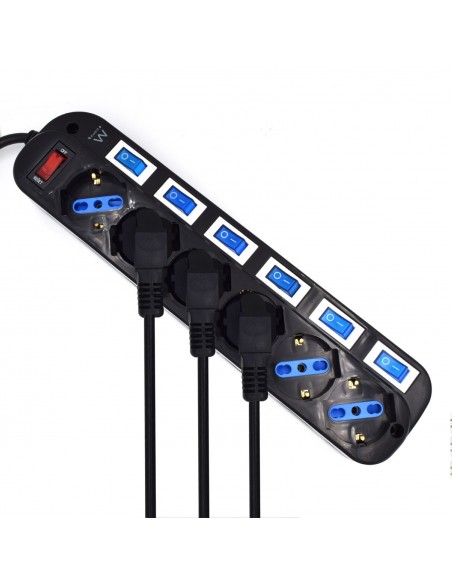 Ewent EW3851 limitador de tensión Negro 6 salidas AC 220 V 1,5 m