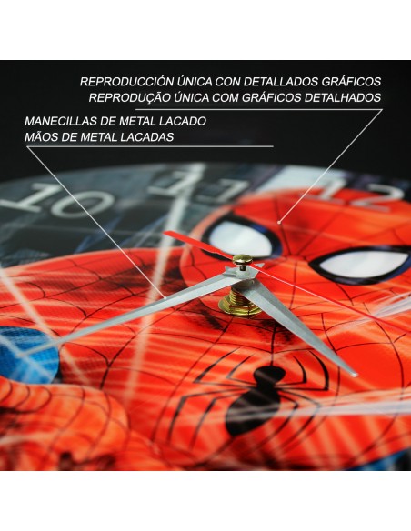 ERT Group Reloj de Pared Brillo Spiderman 001 Marvel Negro