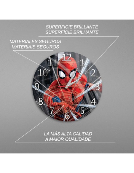 ERT Group Reloj de Pared Brillo Spiderman 001 Marvel Negro