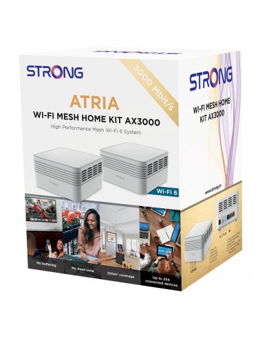 Strong MESHKITAX3000 sistema Wi-Fi Mesh (Wi-Fi en malla) Doble banda (2,4 GHz   5 GHz) Wi-Fi 6 (802.11ax) Blanco 2 Interno