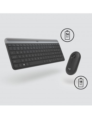 Logitech MK470 teclado Ratón incluido RF inalámbrico QWERTY Internacional de EE.UU. Grafito