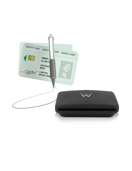 Ewent EW1052 lector de tarjeta inteligente USB USB 2.0 Negro