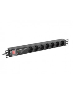 Lanberg PDU-PRO-07F-0200-BK unidad de distribución de energía (PDU) 6 salidas AC 1U Negro 2