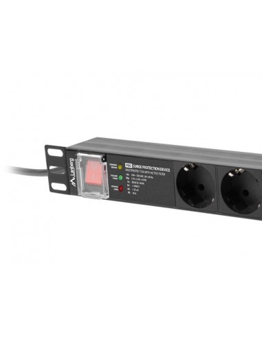 Lanberg PDU-PRO-07F-0200-BK unidad de distribución de energía (PDU) 6 salidas AC 1U Negro