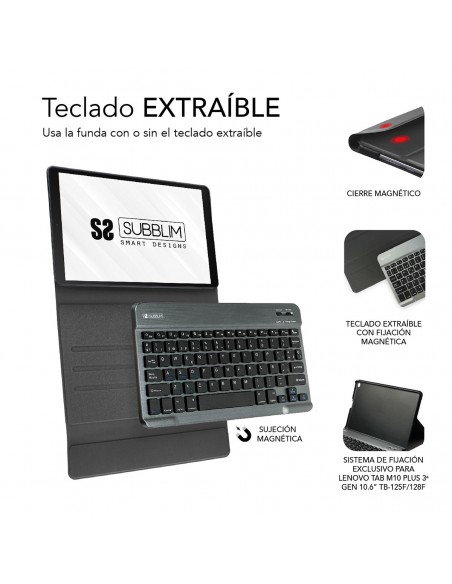 SUBBLIM Funda con teclado KeyTab Pro BT Lenovo Tab M10 Plus 3a Gen 10.6” TB-125F 128F