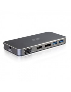 C2G Estación de conexión USB-C[R] Dual Display MST con HDMI[R], DisplayPort[TM], VGA y alimentación hasta 65 W - 4K 30 Hz