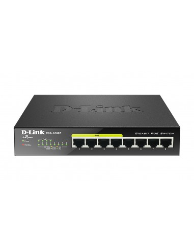 D-Link DGS-1008P switch No administrado Gigabit Ethernet (10 100 1000) Energía sobre Ethernet (PoE) Negro