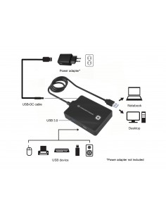 Conceptronic HUBBIES10B base para portátil y replicador de puertos USB 3.2 Gen 1 (3.1 Gen 1) Type-A Negro 2