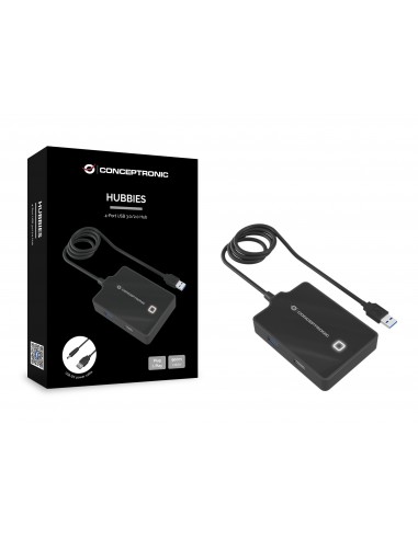Conceptronic HUBBIES10B base para portátil y replicador de puertos USB 3.2 Gen 1 (3.1 Gen 1) Type-A Negro
