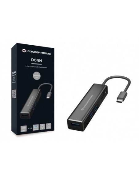 Conceptronic DONN08B base para portátil y replicador de puertos USB 3.2 Gen 1 (3.1 Gen 1) Type-C Negro