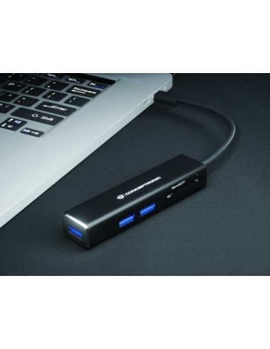 Conceptronic DONN08B base para portátil y replicador de puertos USB 3.2 Gen 1 (3.1 Gen 1) Type-C Negro