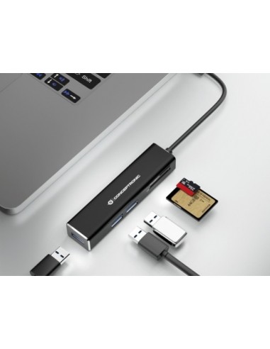 Conceptronic DONN08B base para portátil y replicador de puertos USB 3.2 Gen 1 (3.1 Gen 1) Type-C Negro