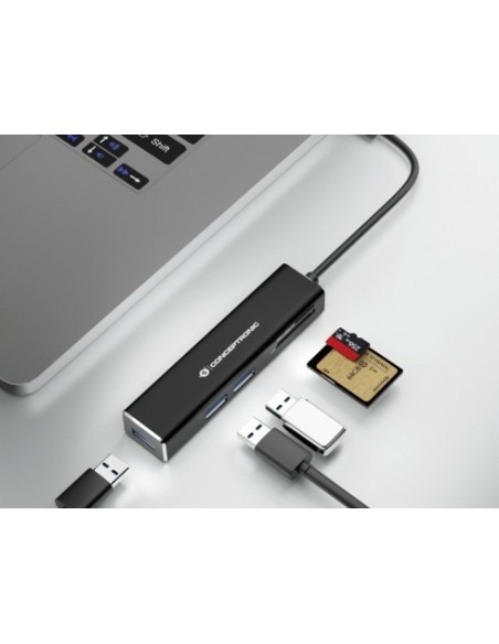 Conceptronic DONN08B base para portátil y replicador de puertos USB 3.2 Gen 1 (3.1 Gen 1) Type-C Negro