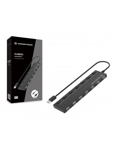 Conceptronic HUBBIES08B hub de interfaz USB 2.0 480 Mbit s Negro