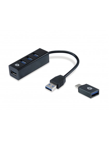 Conceptronic HUBBIES04B hub de interfaz USB 3.2 Gen 1 (3.1 Gen 1) Type-A 5000 Mbit s Negro