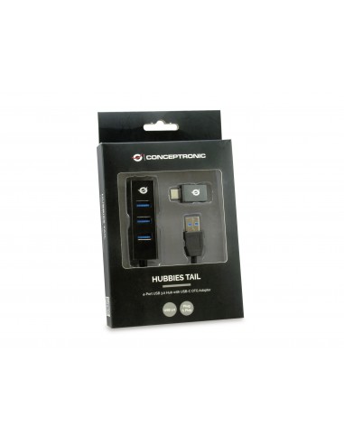 Conceptronic HUBBIES04B hub de interfaz USB 3.2 Gen 1 (3.1 Gen 1) Type-A 5000 Mbit s Negro