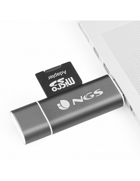 NGS ALLYREADER lector de tarjeta USB Micro-USB Gris, Blanco