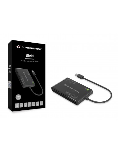 Conceptronic BIAN01B lector de tarjeta inteligente Interior USB 3.2 Gen 1 (3.1 Gen 1) Negro