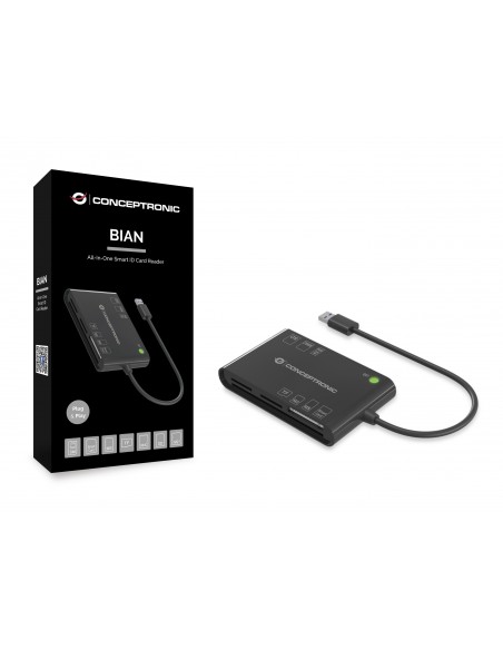 Conceptronic BIAN01B lector de tarjeta inteligente Interior USB 3.2 Gen 1 (3.1 Gen 1) Negro