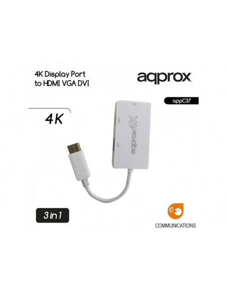 Approx appC37 DisplayPort VGA + HDMI + DVI Blanco