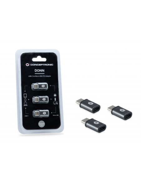 Conceptronic DONN05G cambiador de género para cable USB 2.0 Type-C USB 2.0 Micro Negro