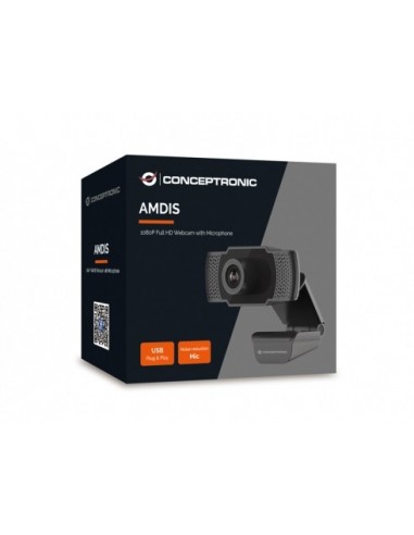 Conceptronic AMDIS01B cámara web 2 MP 1920 x 1080 Pixeles USB 2.0 Negro