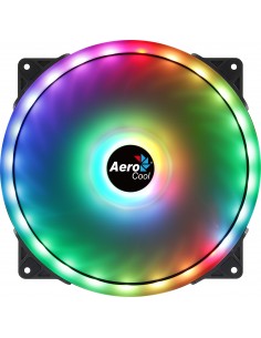 Aerocool DUO20 Ventilador PC 20cm ARGB LED Dual Ring Antivibración 6 Pines Negro