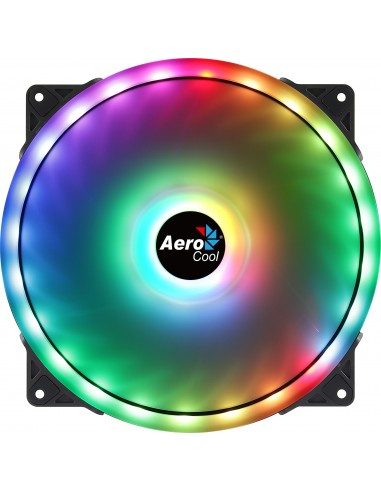 Aerocool DUO20 Ventilador PC 20cm ARGB LED Dual Ring Antivibración 6 Pines Negro