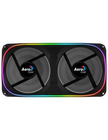 Aerocool ASTRO24 Doble Ventilador PC 12cm ARGB LED Soporte Antivibración Negro