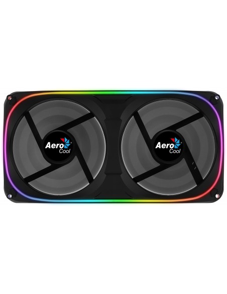 Aerocool ASTRO24 Doble Ventilador PC 12cm ARGB LED Soporte Antivibración Negro