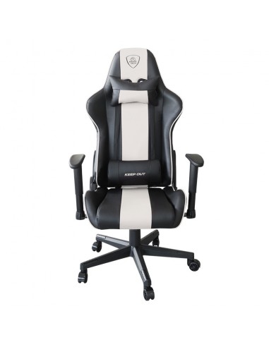 KeepOut XSPRO-RACING Silla para videojuegos universal Asiento acolchado Negro, Blanco