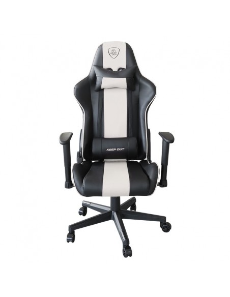 KeepOut XSPRO-RACING Silla para videojuegos universal Asiento acolchado Negro, Blanco