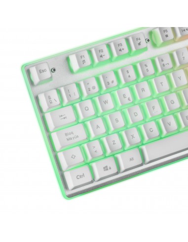 Mars Gaming MCPXWES Combo Teclado H-Mech FRGB Ratón Ultraligero 10000DPI y Alfombrilla XXL Blanco Idioma Español
