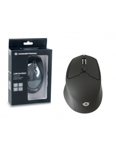 Conceptronic LORCAN02B Ergo ratón mano derecha Bluetooth Óptico 1600 DPI