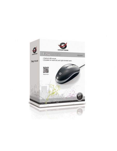 Conceptronic CLLMEASY ratón Ambidextro USB tipo A Óptico 800 DPI